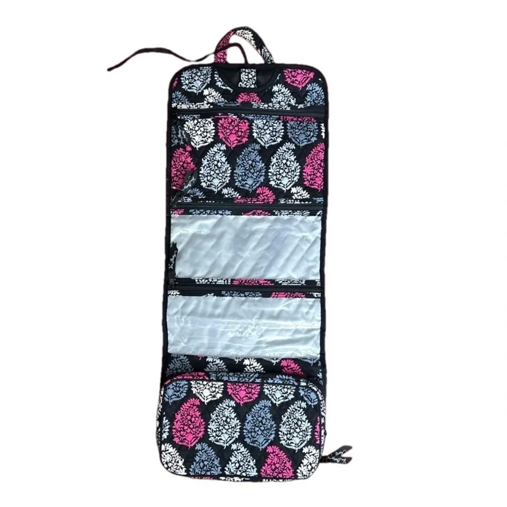 Vera Bradley black and pink foldable hanging cosmetic travel bag